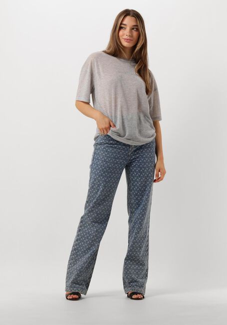 Zilveren ALIX THE LABEL Top LADIES KNITTED SHEER T-SHIRT - large