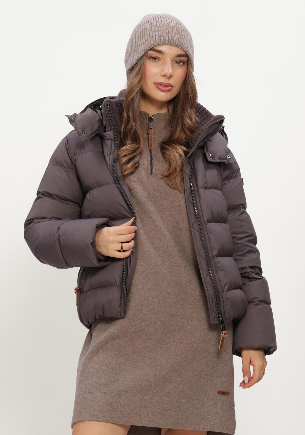 Taupe MOSCOW Gewatteerde jas 14-08-BRANDY - large