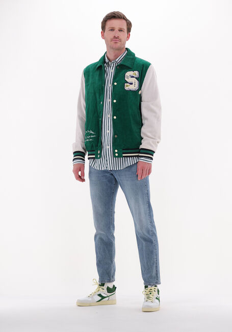 Groene SCOTCH & SODA Jack CORDUROY COLLEGE JACKET WITH WOOL-BLEND SLEEVES - large