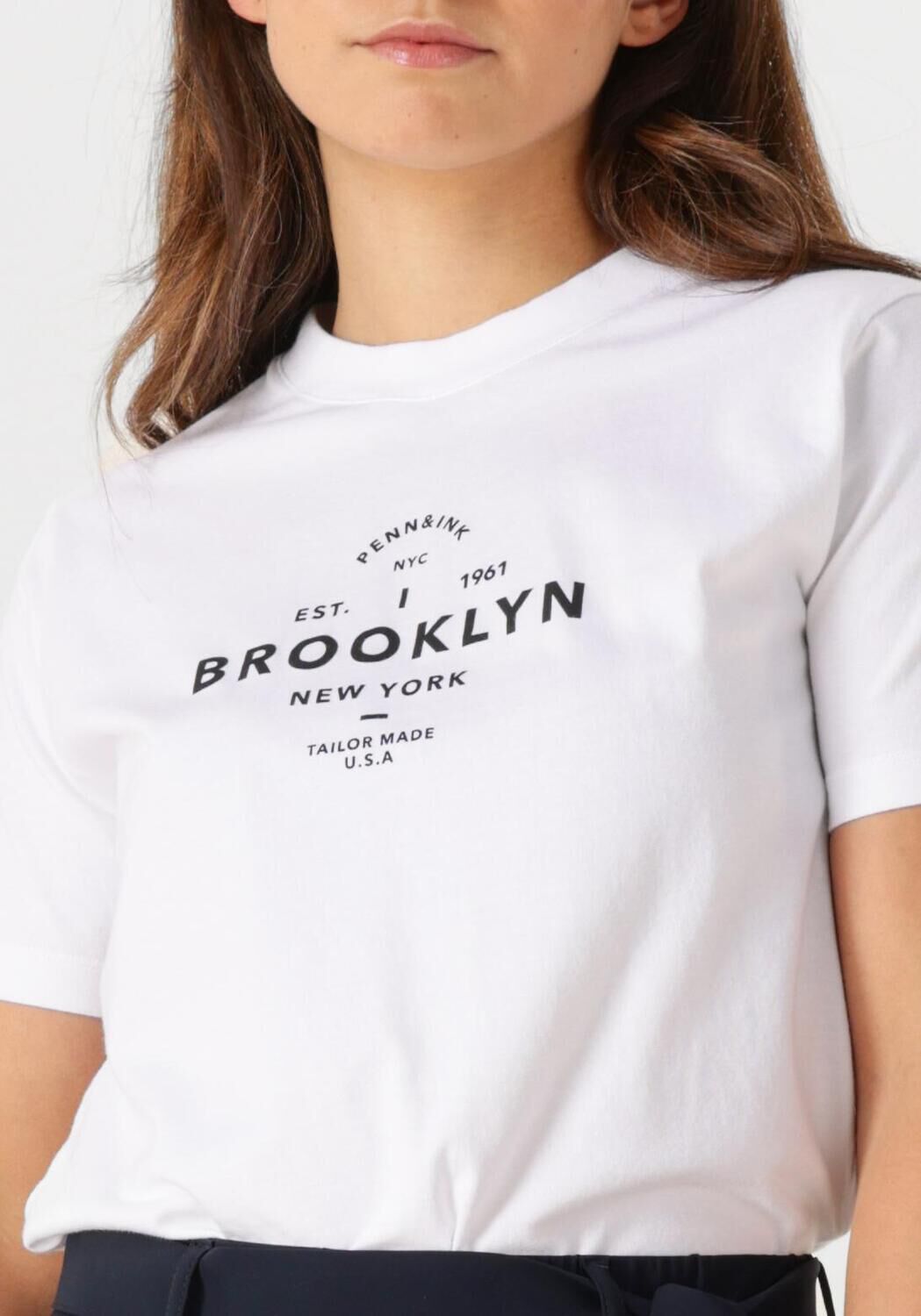 PENN & INK Dames Tops & T-shirts T-shirt Print Wit