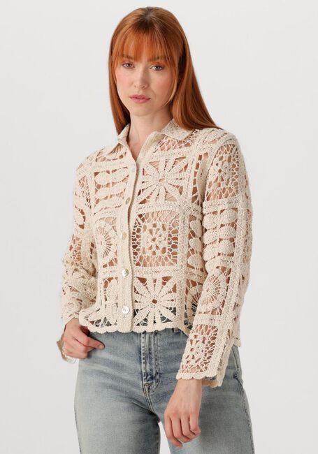 Ecru SUMMUM Vest SHORT CARDIGAN FLOWER CROCHET KNIT - large
