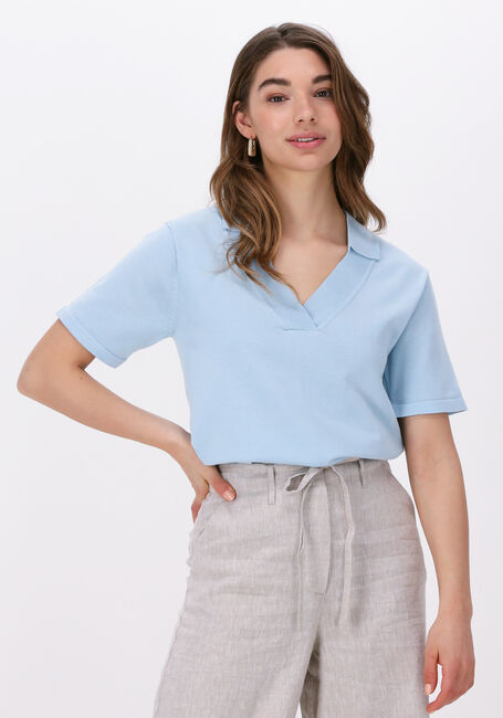 Lichtblauwe ESMÉ STUDIOS Top MAE 2/4 LOOSE POLO BLOUSE KNIT - large