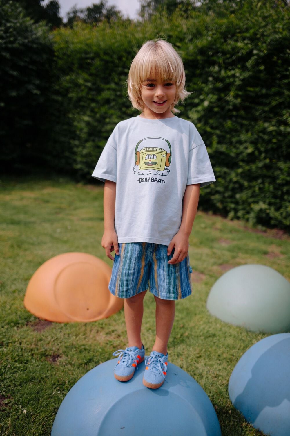 Blauwe DAILY BRAT T-shirt FUNKY HEADPHONES T-SHIRT - large