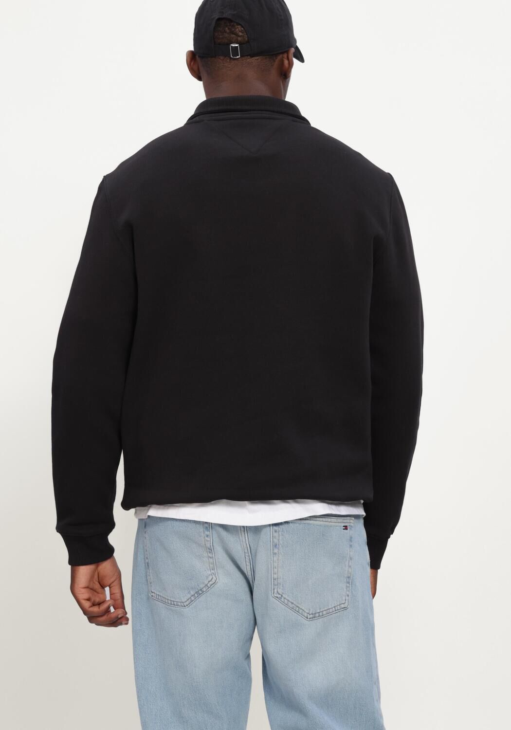 Zwarte TOMMY JEANS Sweater TJM REG FLEECE 1/4ZIP MOCK NECK - large