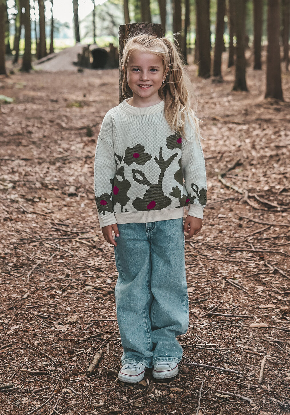 Multi YOUR WISHES Trui FLOWER KNIT CHUNKY SWEATER - large