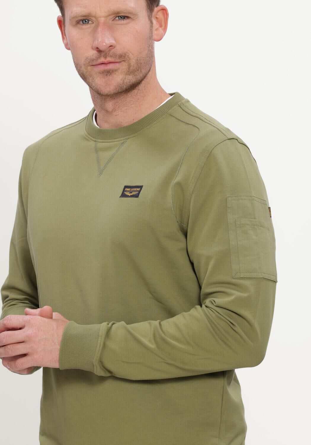 Khaki PME LEGEND Sweater CREWNECK AMERICAN CLASSIC - large