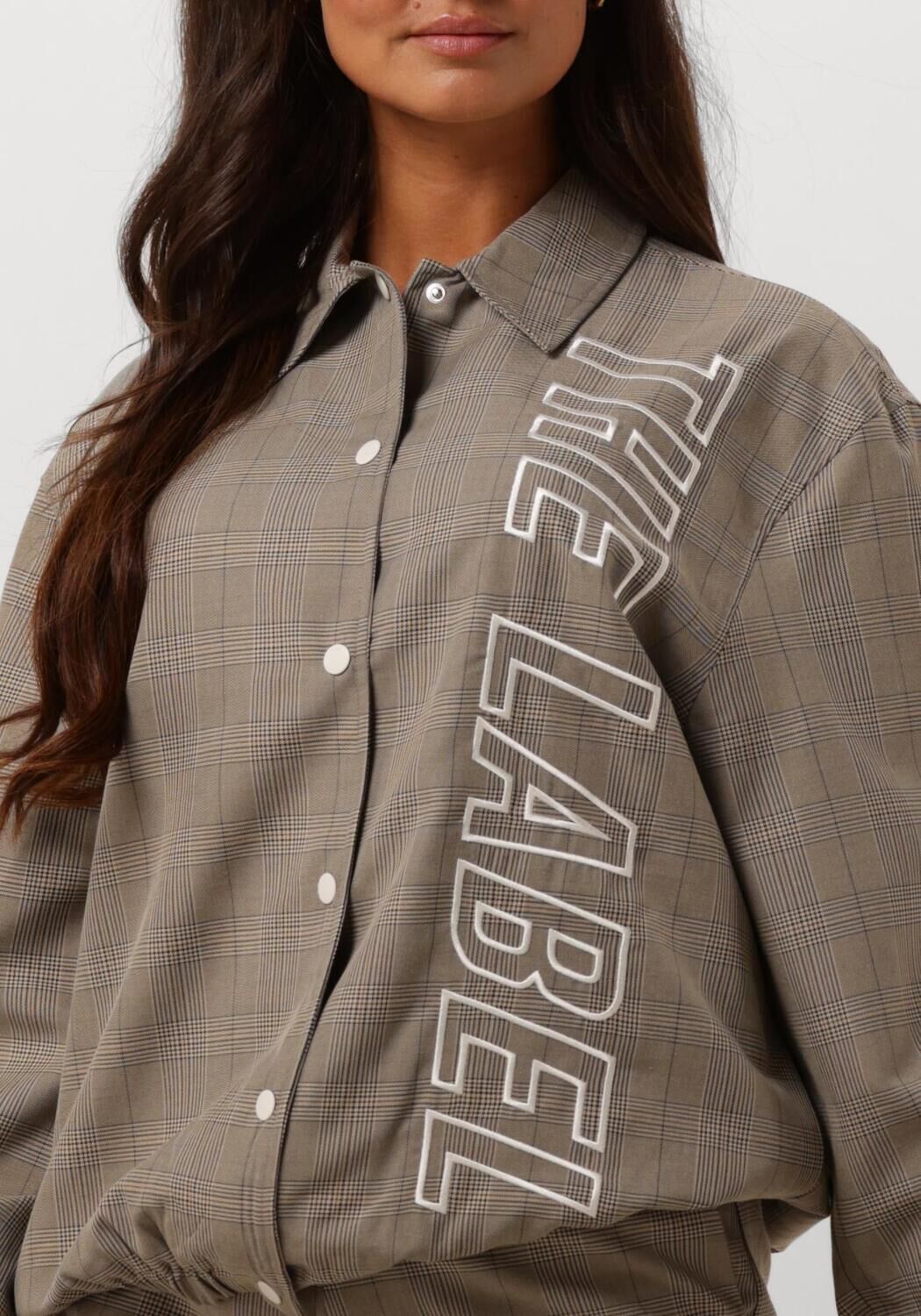 ALIX THE LABEL Dames Jassen Ladies Woven Check Bomber Camel