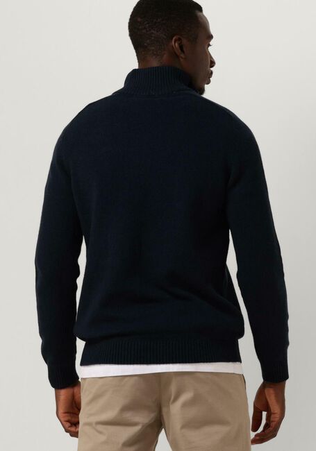 Donkerblauwe SELECTED HOMME Trui SLHREG DAN WOOL-MIX ZIP HIGH NECK OW - large