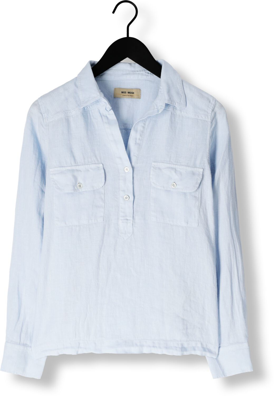 MOS MOSH Dames Blouses Mmenna Linen Pocket Blouse Lichtblauw