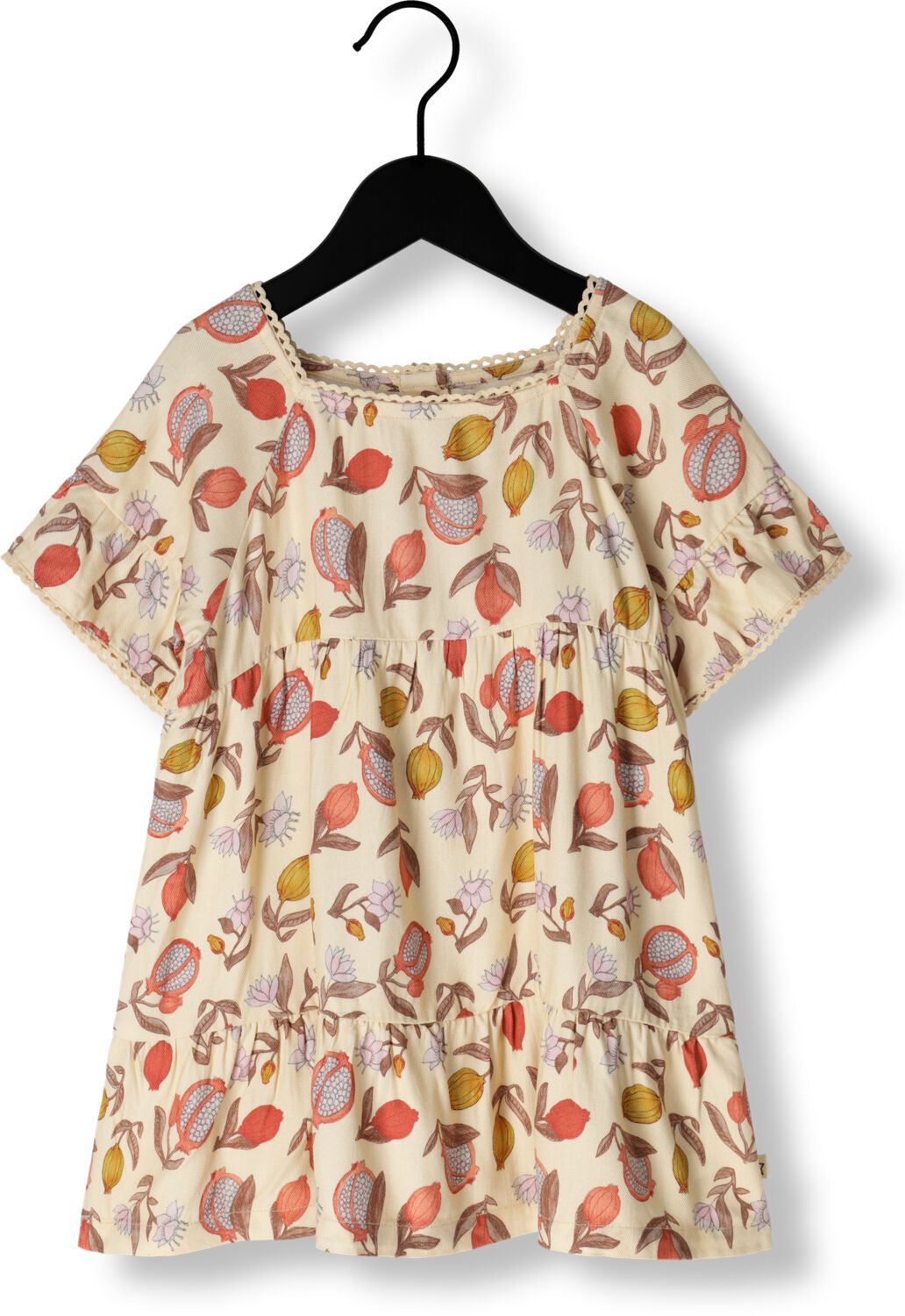 Your Wishes jurk Paulien met all over print en ruches roze Meisjes Viscose Vierkante hals 116