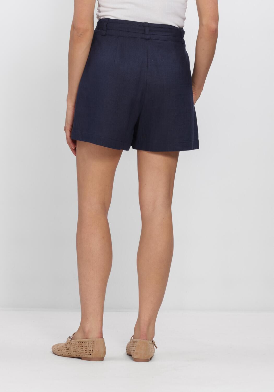 Donkerblauwe Y.A.S. Broeken YASAGANA HW LINEN BLEND MINI SHORTS S - large