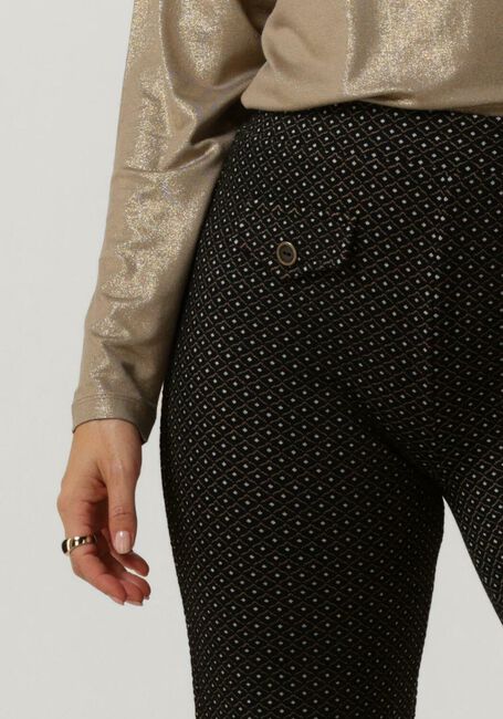 Zwarte SUMMUM Flared broek FLARED PANTS MINI PATTERN JACQUARD - large