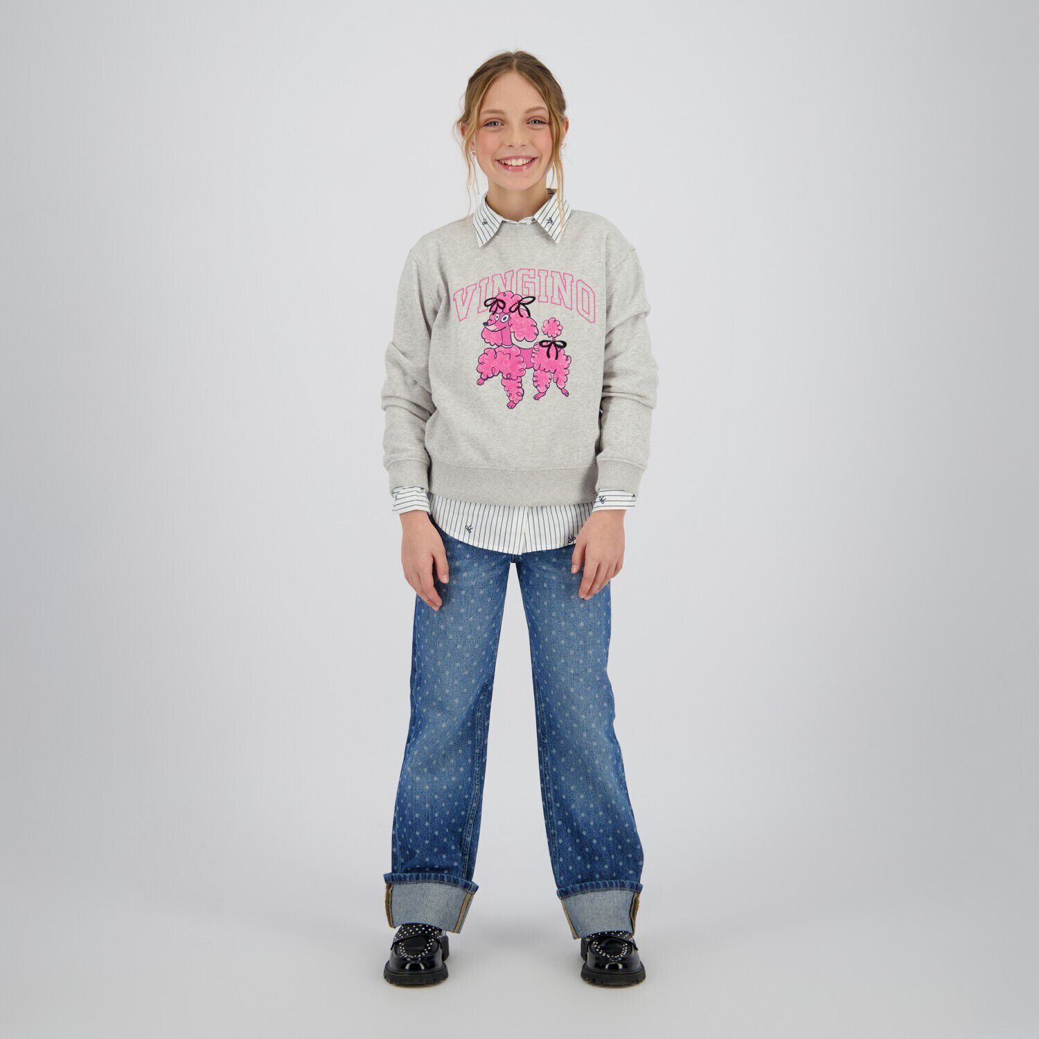 Blauwe VINGINO Straight leg jeans CATO DOTS - large