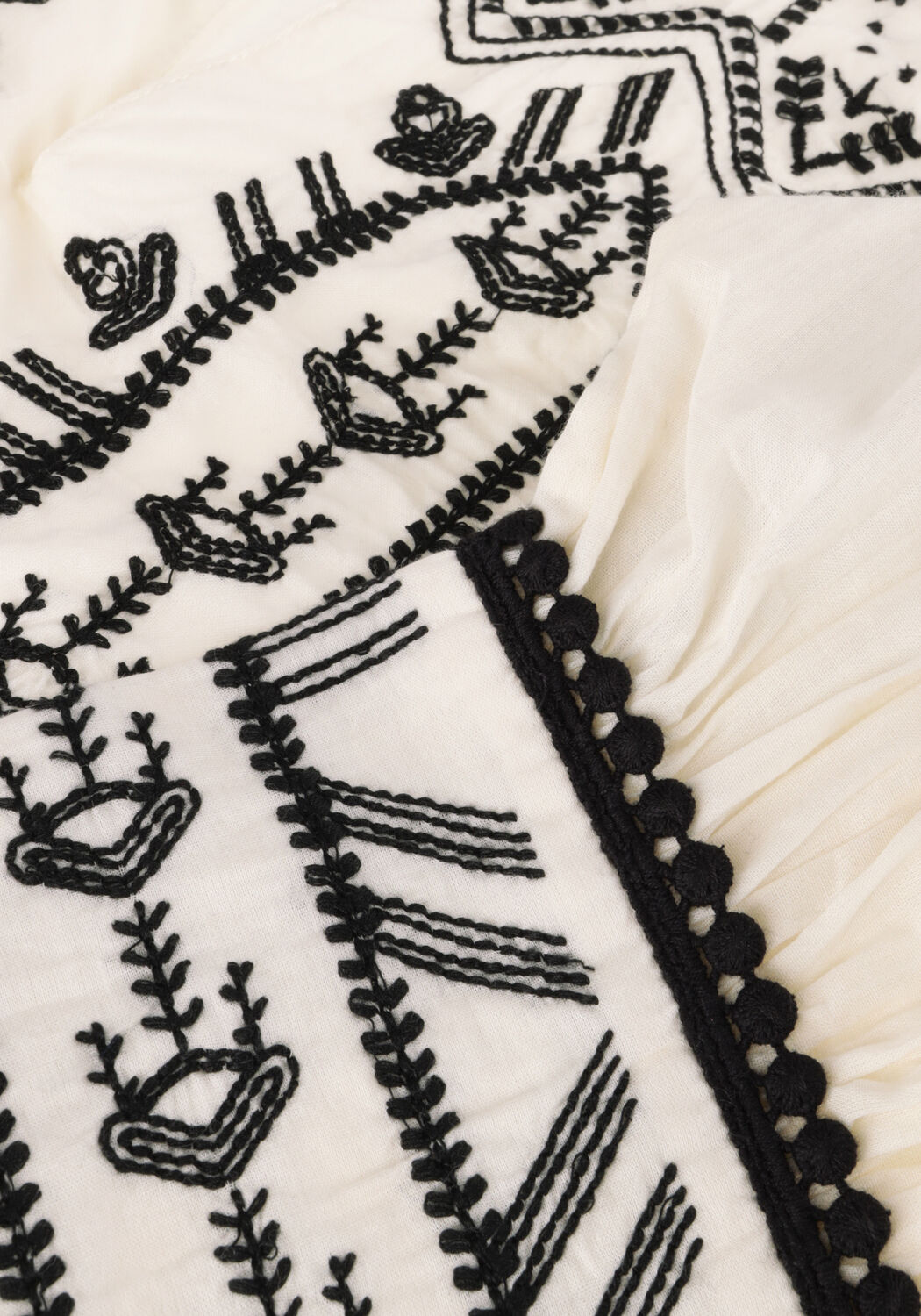 Gebroken wit SUMMUM Blouses TOP COTTON VOILE WITH CONTRAST COLER EMBROIDERY - large