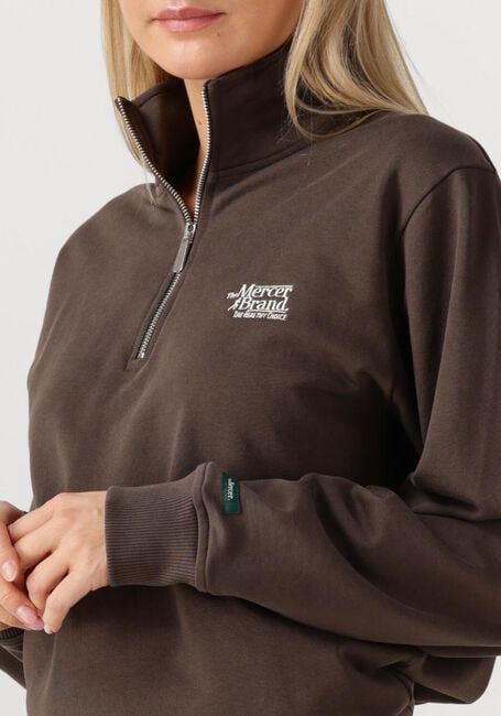 Bruine MERCER AMSTERDAM Sweater THE MERCER QUARTER ZIP CONTRAST - large