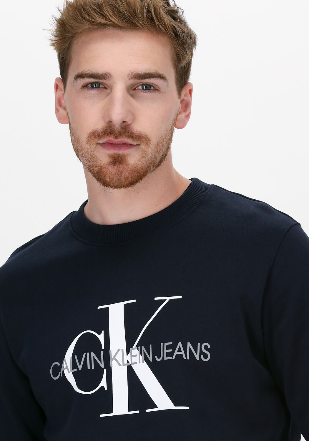 Blauwe CALVIN KLEIN Sweater ICONIC MONOGRAM CREWNECK | Omoda