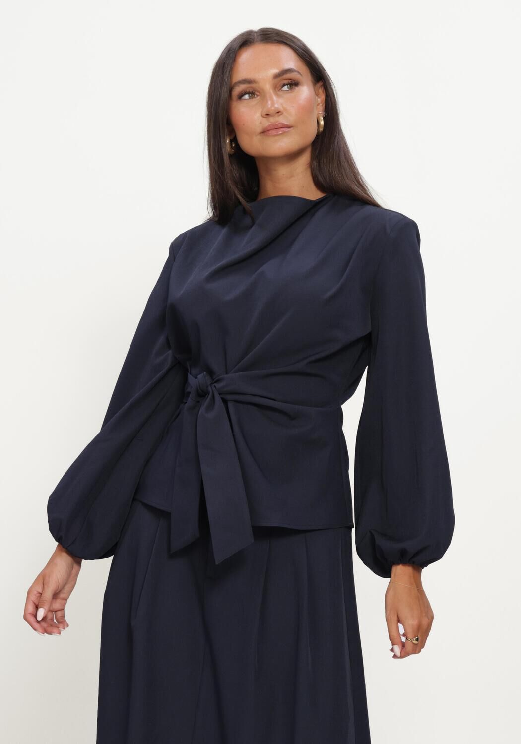Donkerblauwe CO'COUTURE Blouses LUNACC TIE BLOUSE - large