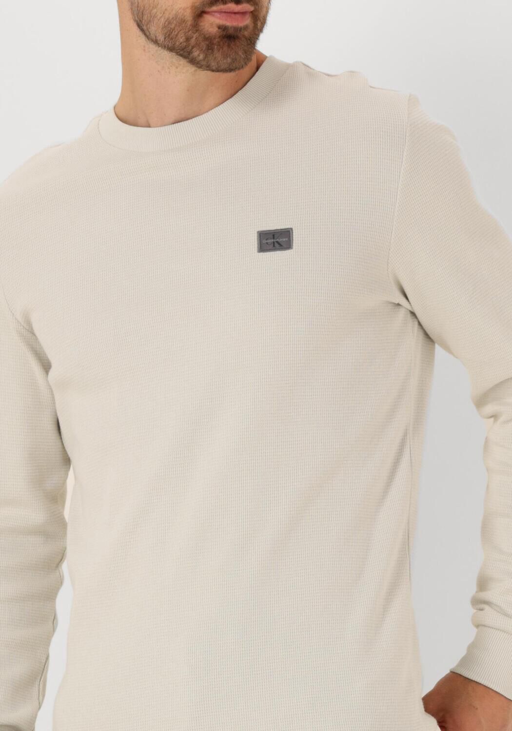 CALVIN KLEIN Heren Truien & Vesten Woven Label Waffle Ls Tee Beige