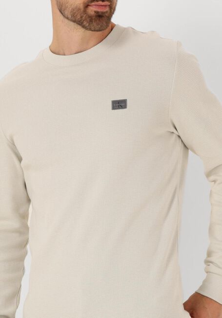 Beige CALVIN KLEIN Trui WOVEN LABEL WAFFLE LS TEE - large