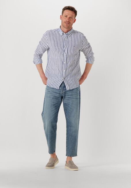Blauwe TOMMY HILFIGER Casual overhemd LINEN ESSENTIAL STRIPE RF SHIRT - large