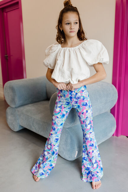 Blauwe Salty Stitch Flared broek FLARED LEGGING - FLOWER - large