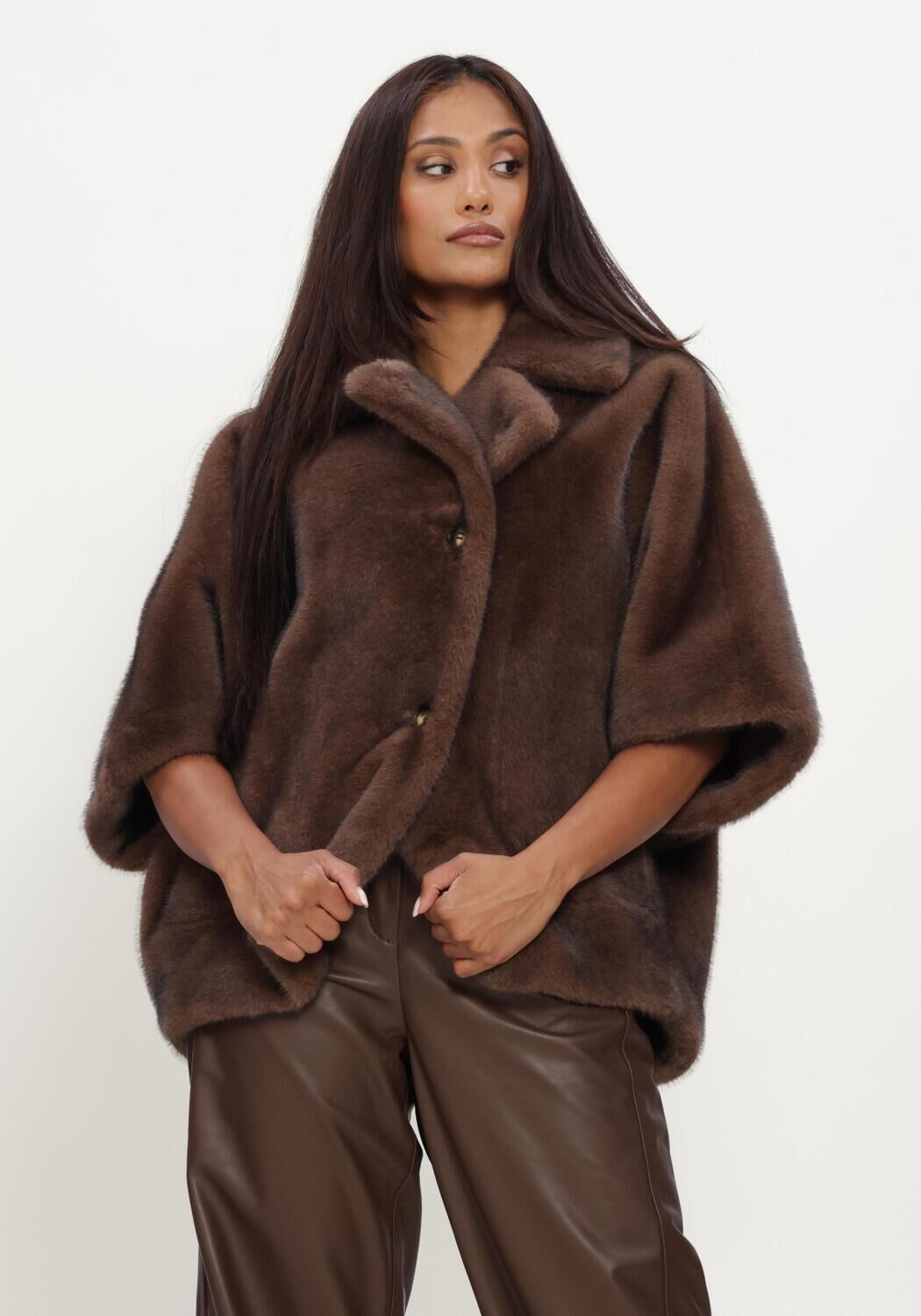 Bruine STUDIO AR Faux fur jas CLARA FAUX MINK - large