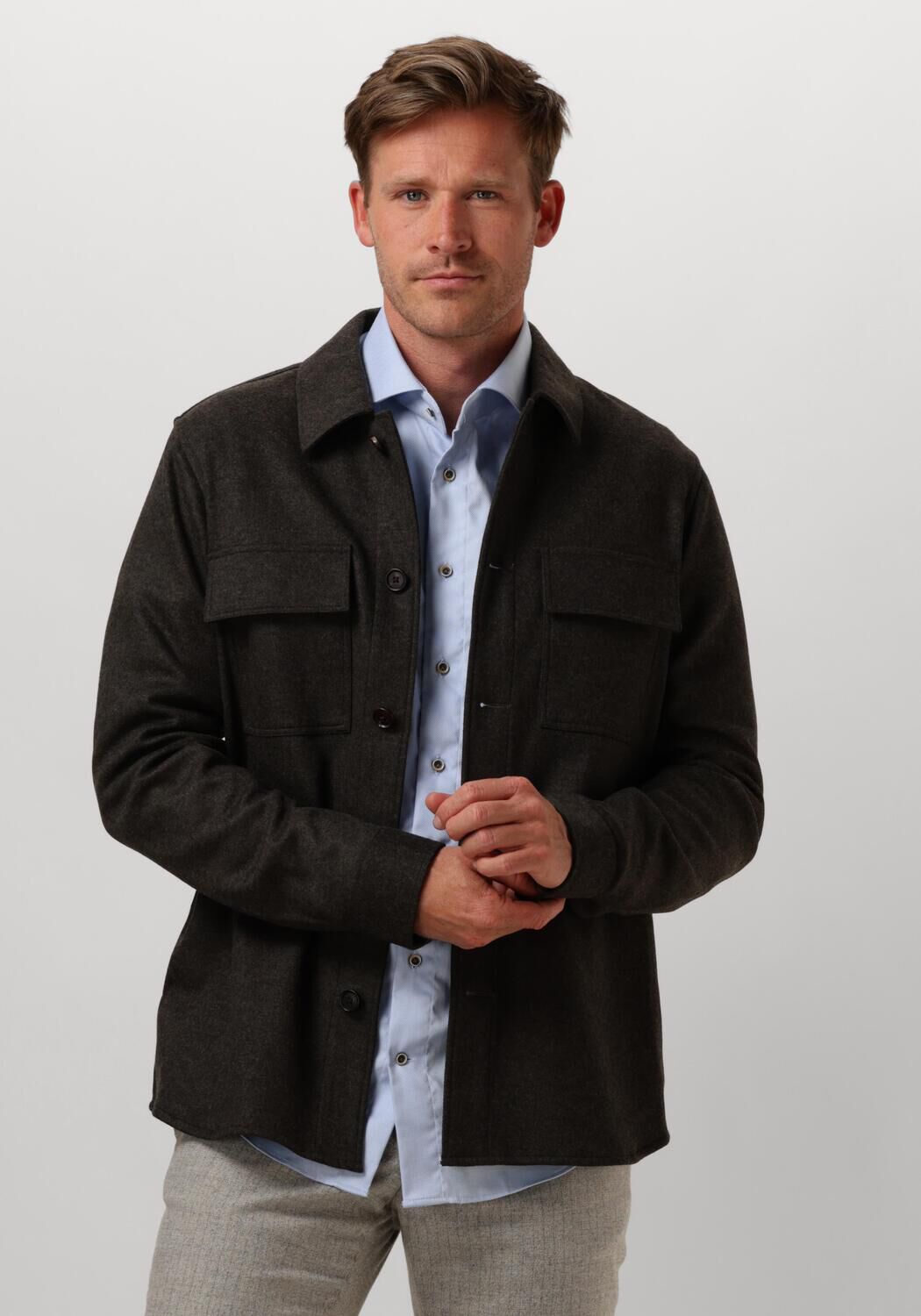 PROFUOMO Heren Overshirts Overshirt Knitted Bruin