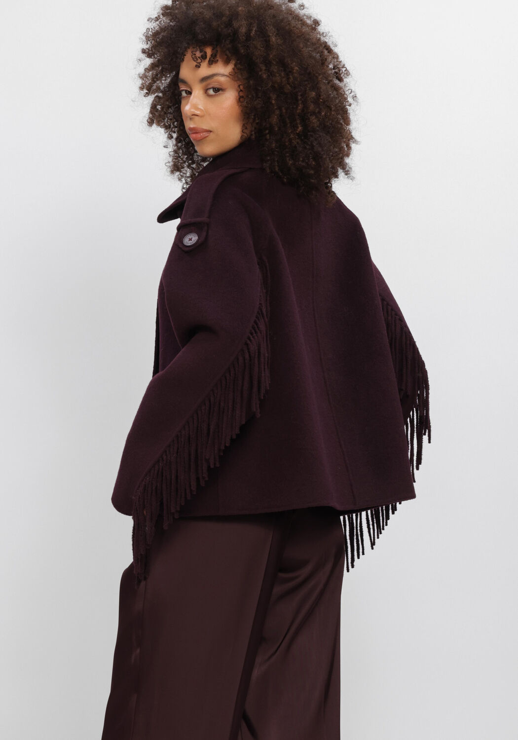Bordeaux DANTE6 Jack HAVEN FRINGE COAT - large
