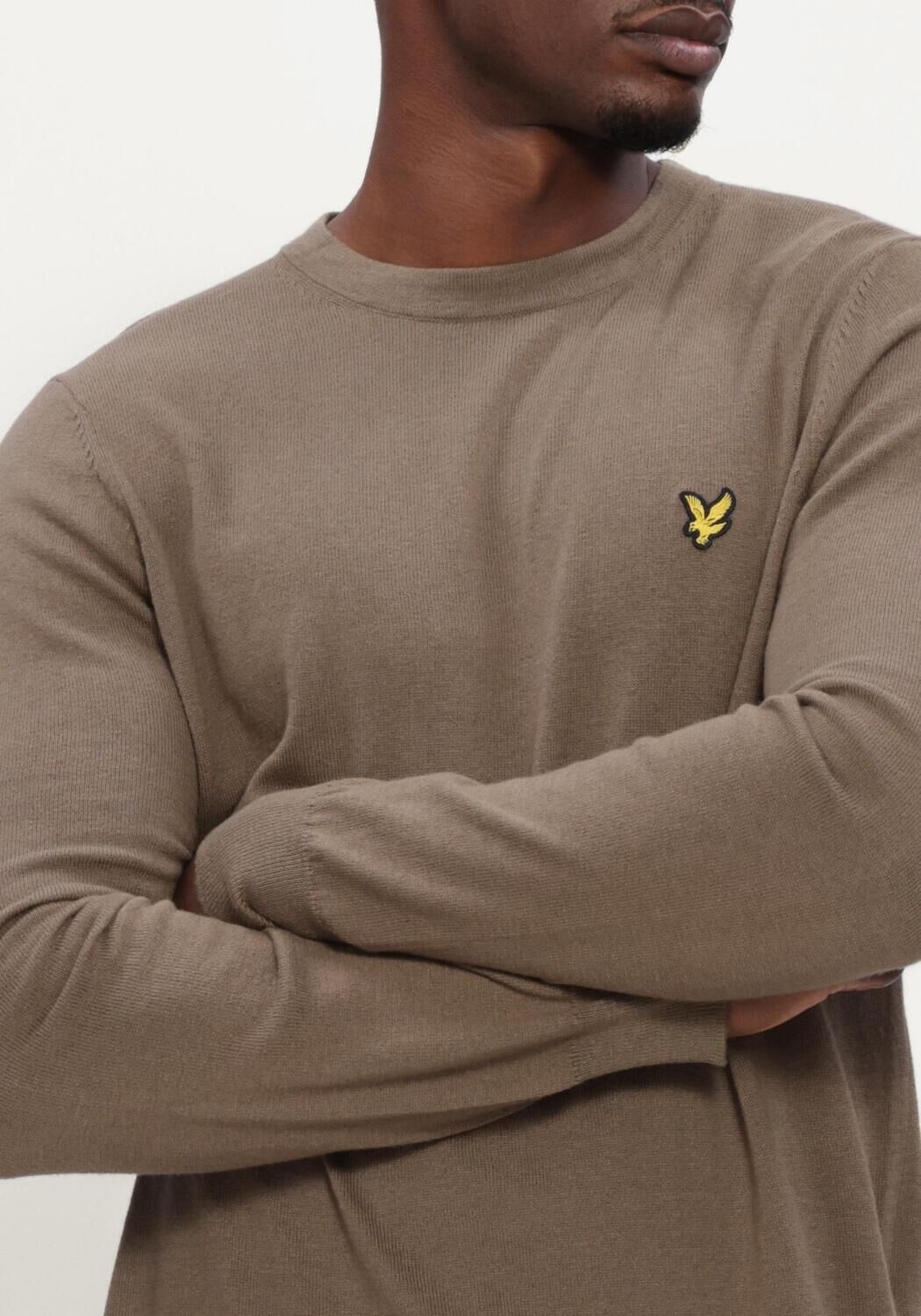 Taupe LYLE & SCOTT Trui COTTON MERINO CREW NECK JUMPER - large