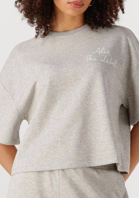 Lichtgrijze ALIX THE LABEL T-shirt LADIES KNITTED SWEAT T-SHIRT - large