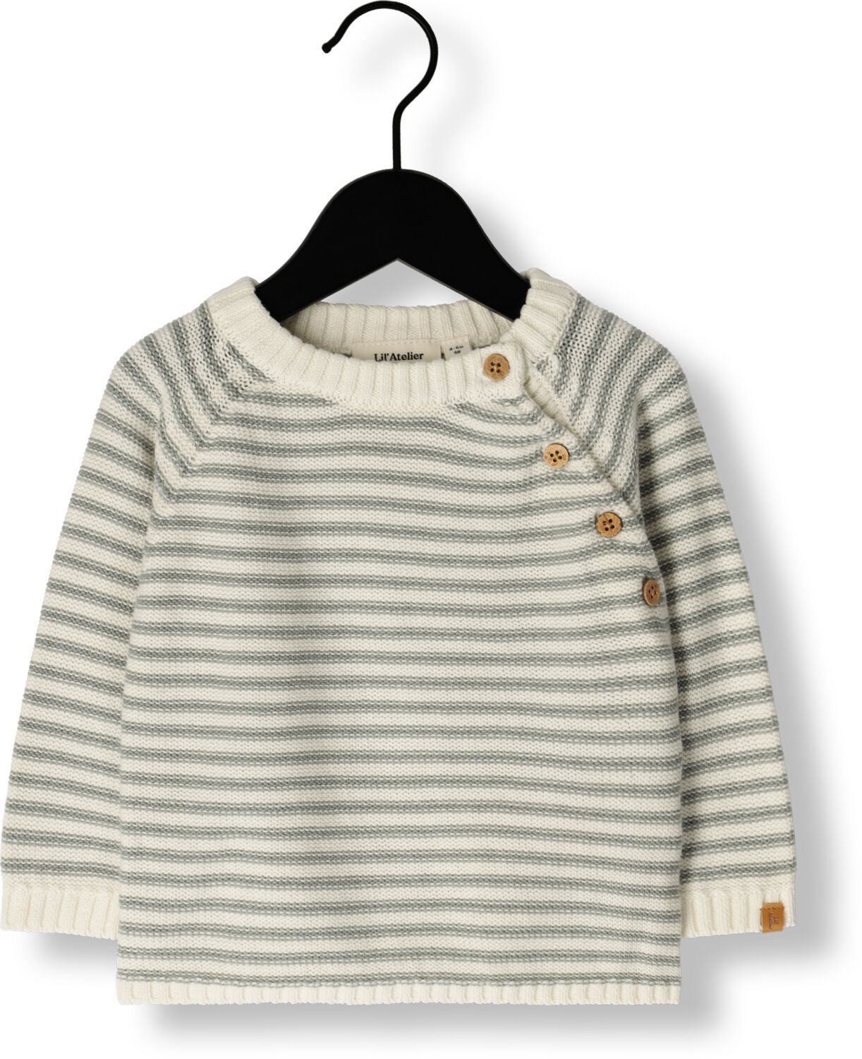 LIL' ATELIER BABY gestreepte trui NBMKADIN offwhite grijs Ecru Jongens Katoen Ronde hals 80