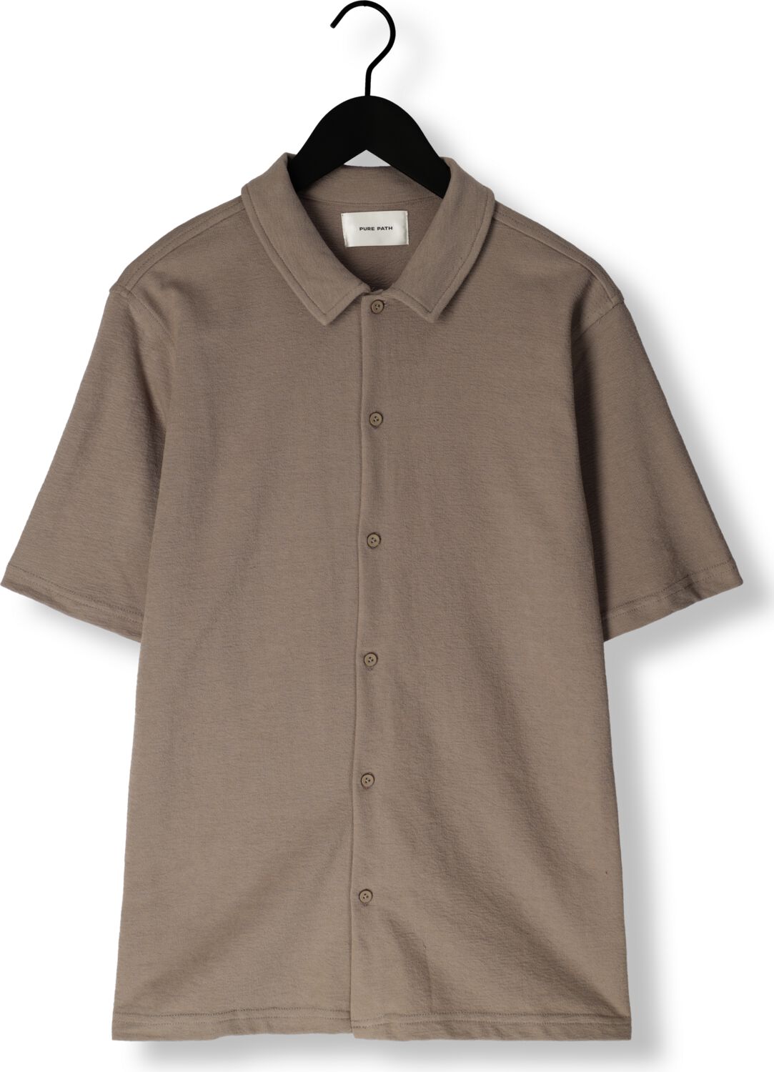 PURE PATH Heren Overhemden Shortsleeve Shirt Button Up Taupe