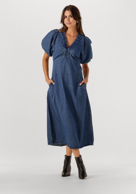 Blauwe NEO NOIR Midi jurk ILLANA DENIM DRESS - large