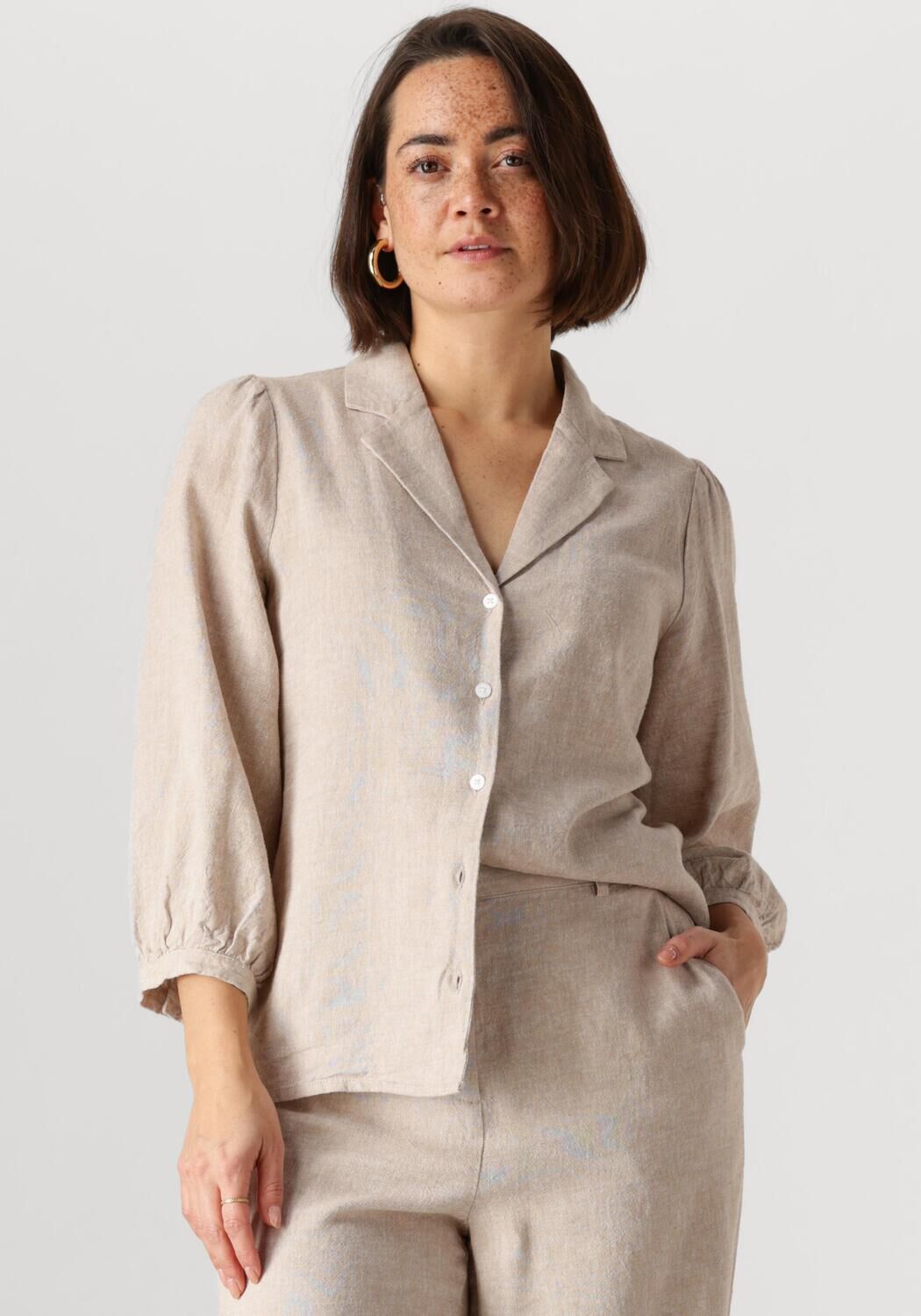 MSCH Copenhagen Relaxed fit linnen blouse met resortkraag model 'Pennie Ginia'