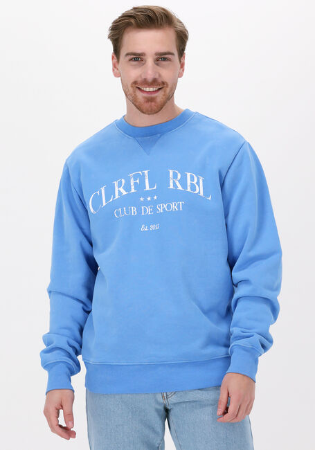 Blauwe COLOURFUL REBEL Sweater WASHED BASIC SWEAT - large