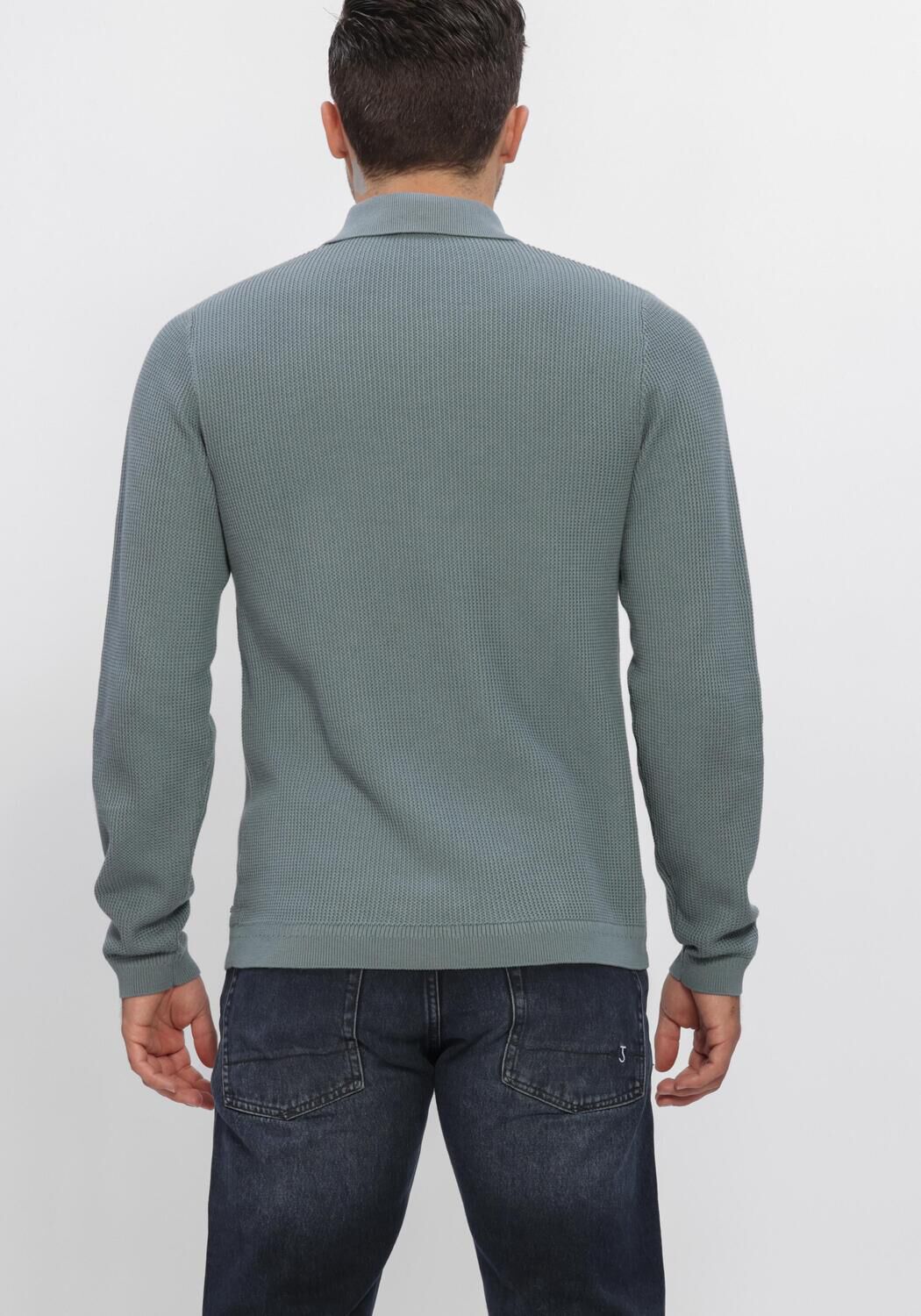 Blauwe DSTREZZED Trui DS_KOSTAS ZIP POLO - large