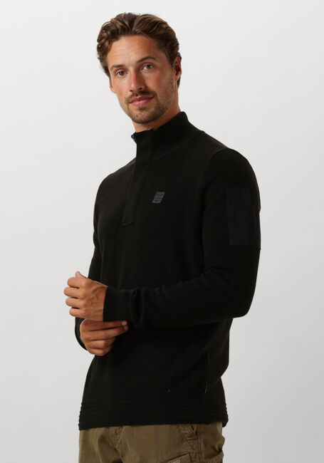 Zwarte PME LEGEND Trui HALF ZIP COLLAR COTTON KNIT - large