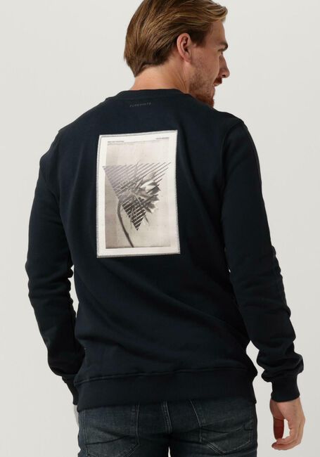 Donkerblauwe PUREWHITE Trui CREWNECK WITH ARTWORK PATCH ON BACK - large