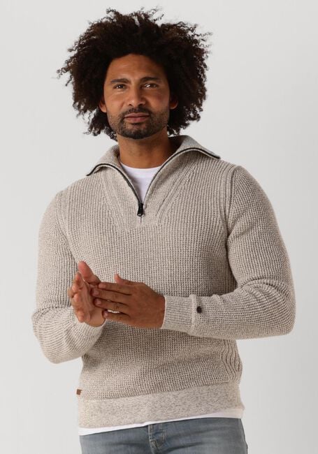 Beige CAST IRON Trui HALF ZIP COLLAR COTTON HALF ZIP - large