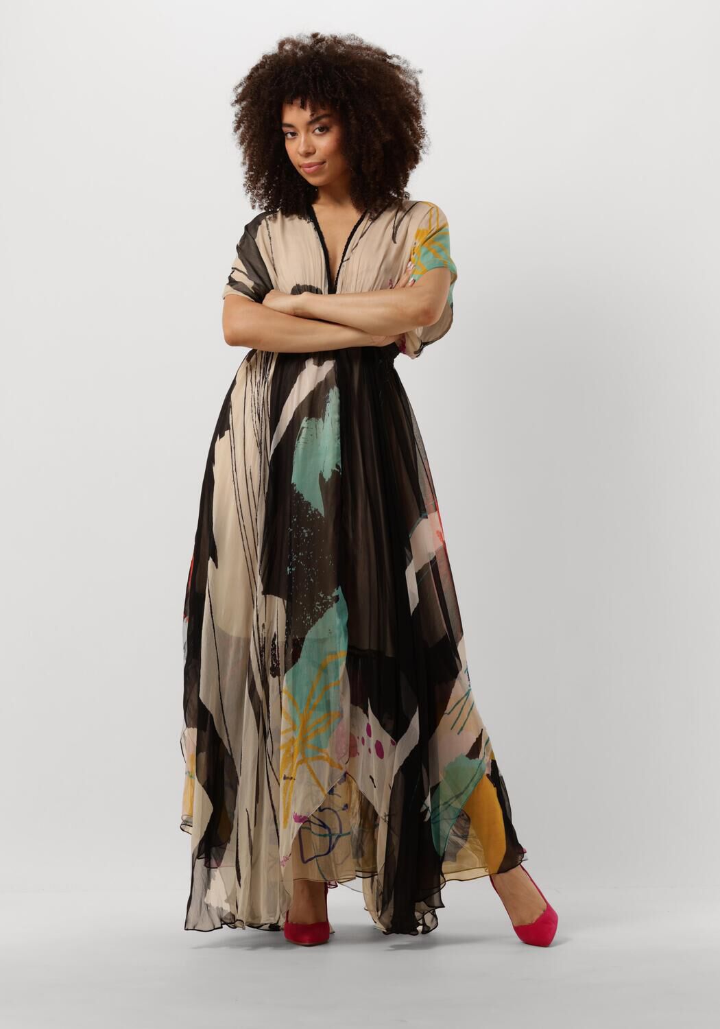 Mes Demoiselles Elegante Zwarte Katoenen Jurk Multicolor Dames