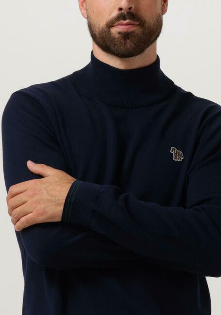 Donkerblauwe PS PAUL SMITH Coltrui MENS SWEATER ROLL NECK ZEB BAD - large