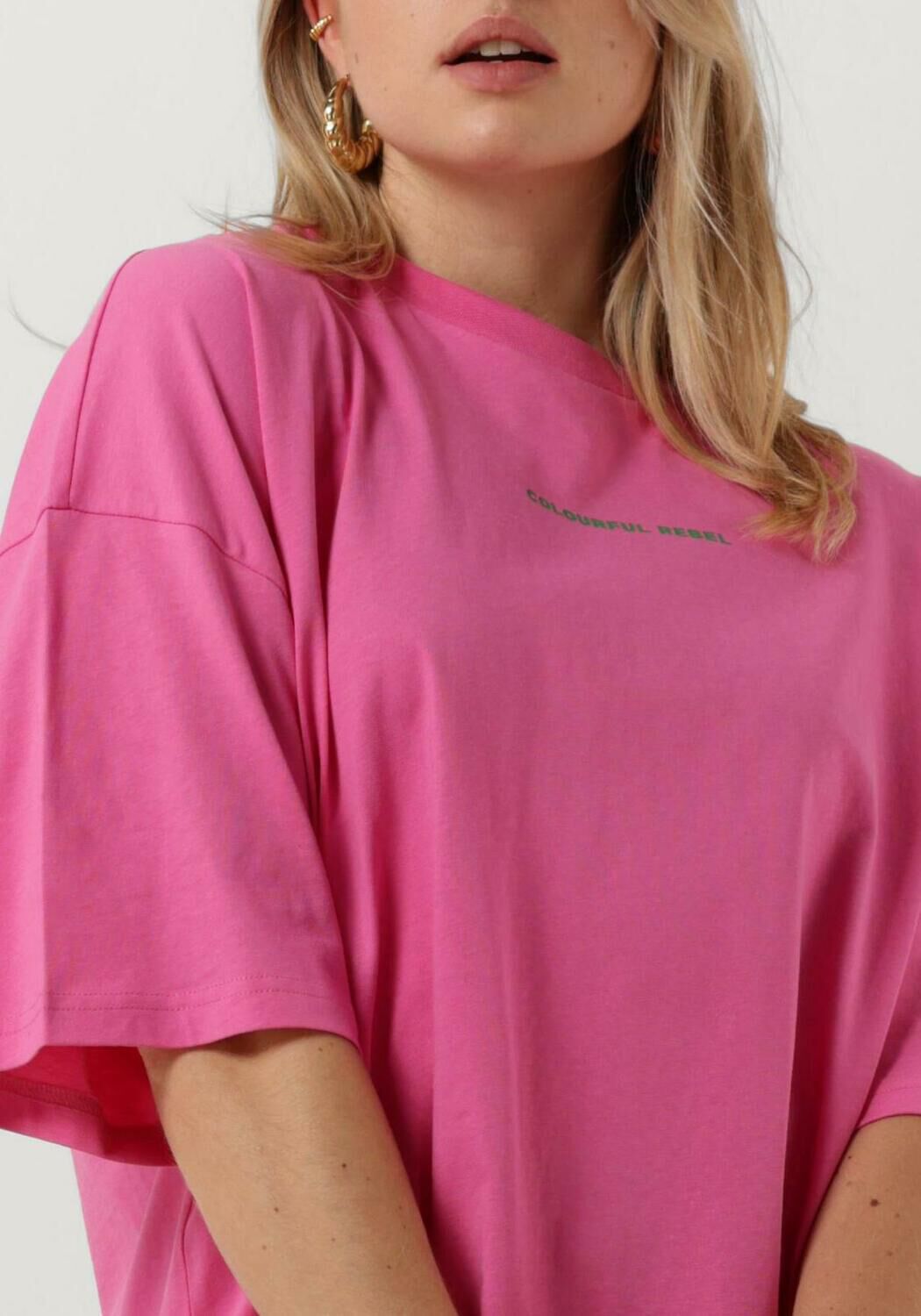 roze colourful rebel t shirt uni logo loosefit tee