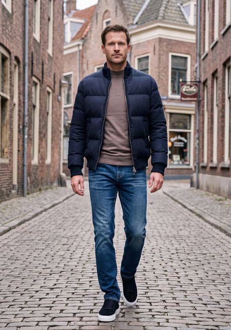 Donkerblauwe PROFUOMO Gewatteerde jas OUTERW BOMBER MOULINE - large