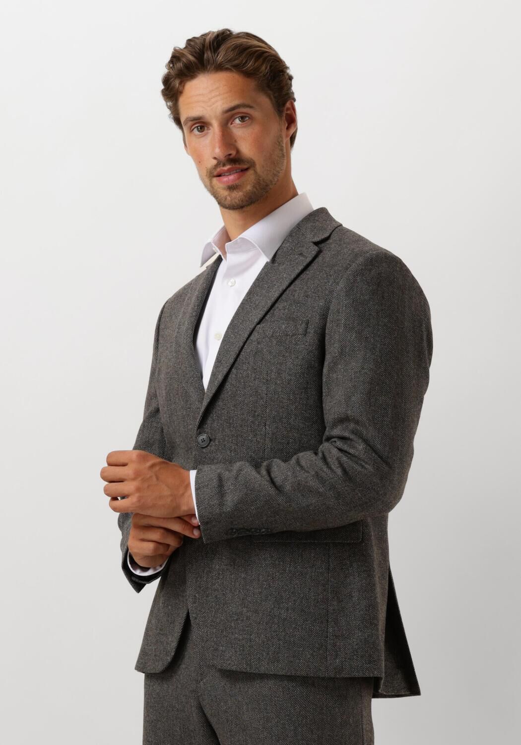 SELECTED HOMME Heren Colberts Slhslim-reed Wool Blz Grijs