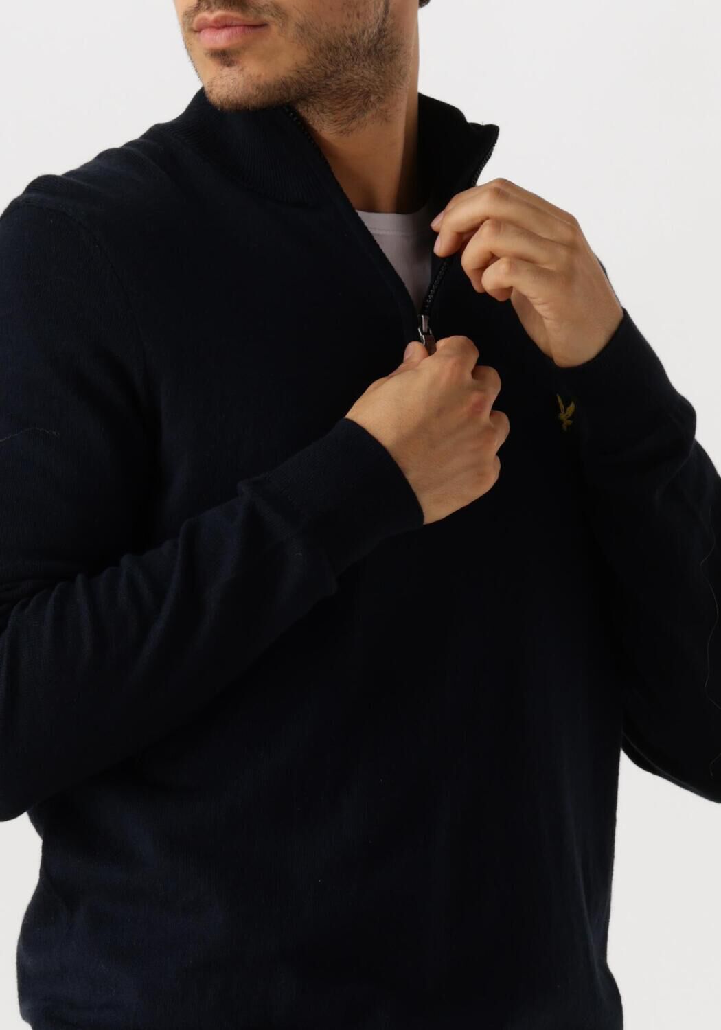 LYLE & SCOTT Heren Truien & Vesten Cotton Merino Quarter Zip Jumper Donkerblauw
