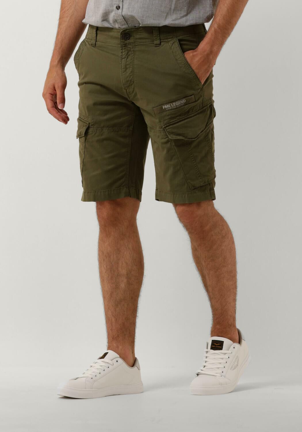 PME LEGEND Heren Broeken Nordrop Cargo Shorts Stretch Twill Groen