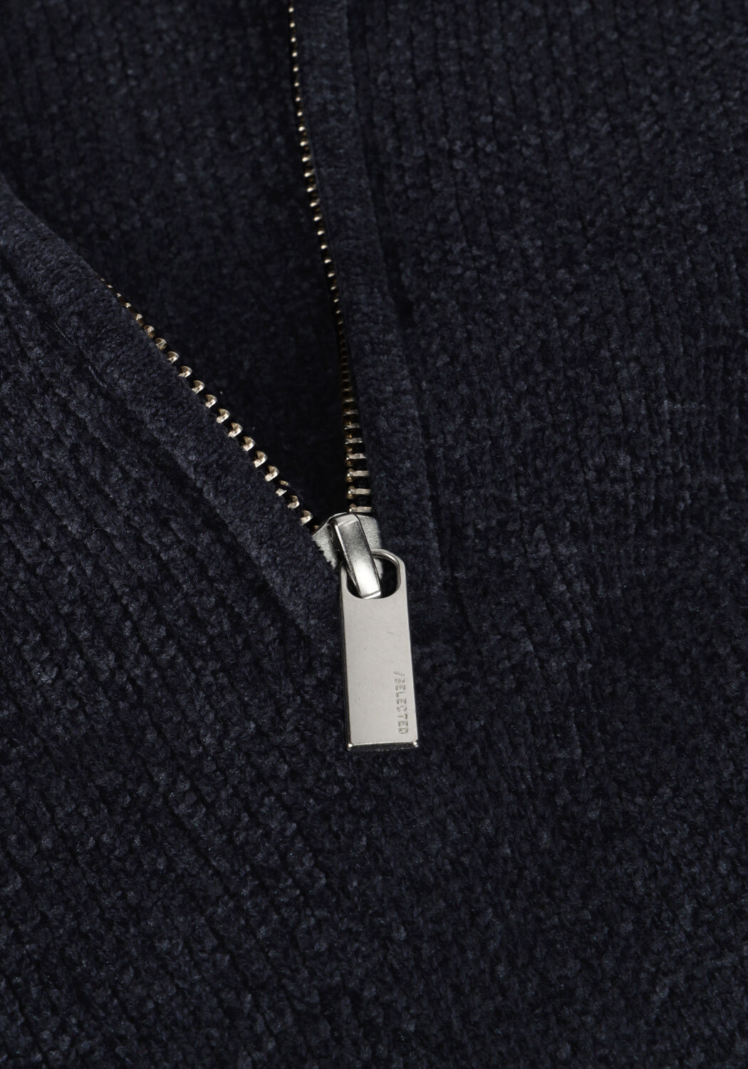 Blauwe SELECTED MEN Trui SLHRODNEY LS HIGH NECK HALF ZIP - large