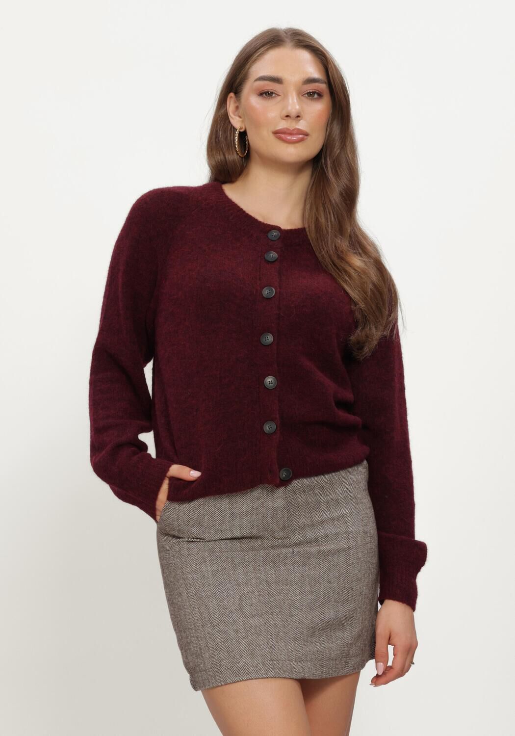Bordeaux Y.A.S. Vest YASJOHI LS WOOL BLEND CARDIGAN - large