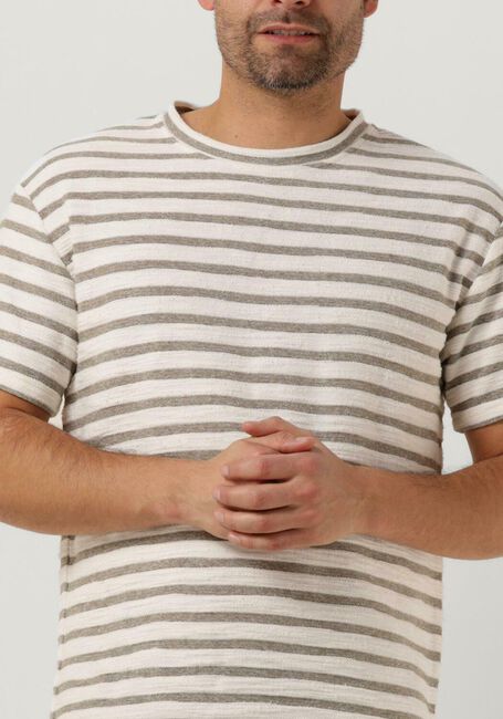 Olijf ANERKJENDT T-shirt AKKIKKI S/S STRUCTURE STRIPE - large