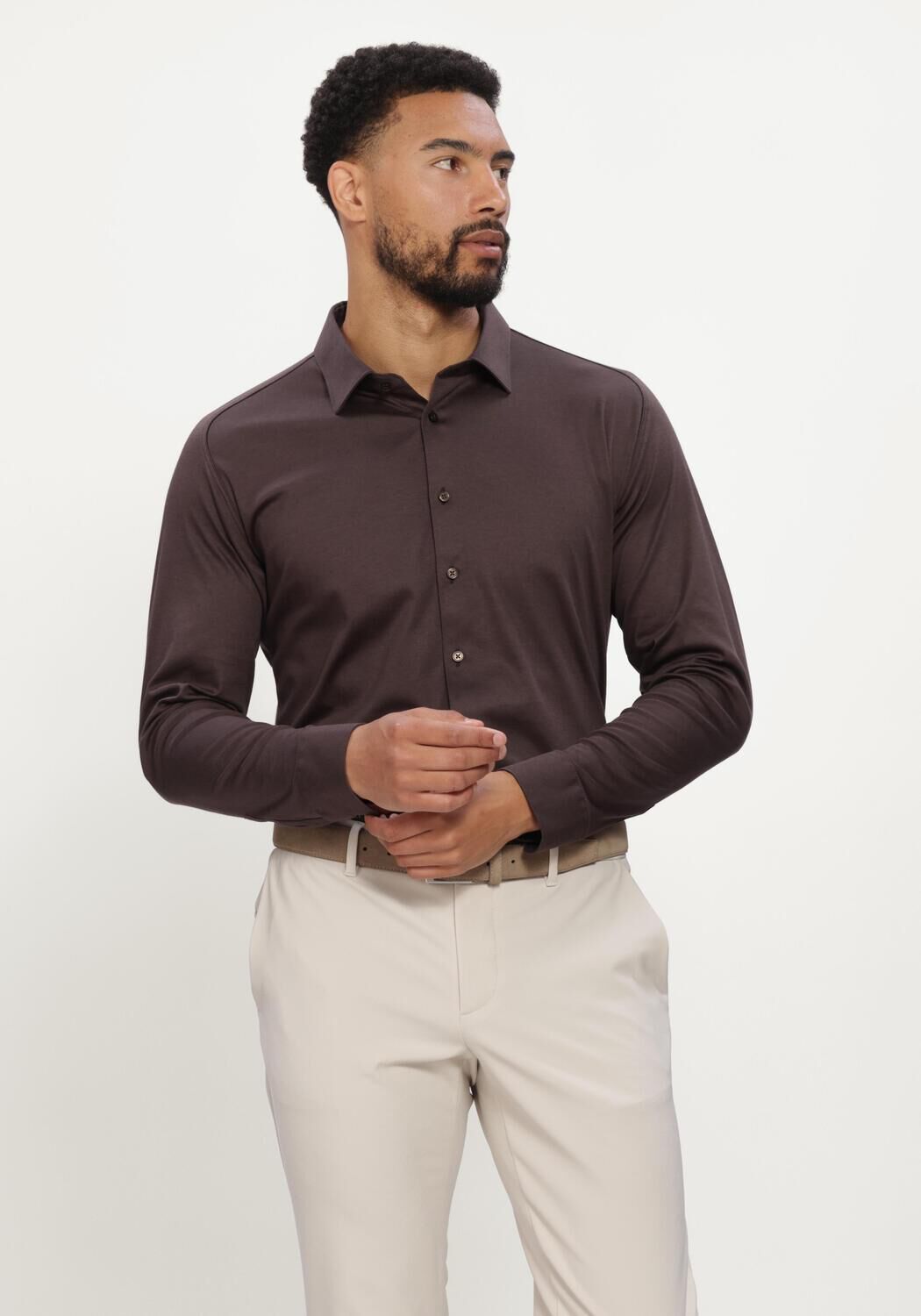 Bruine DESOTO Casual overhemd CASUAL KENT - large